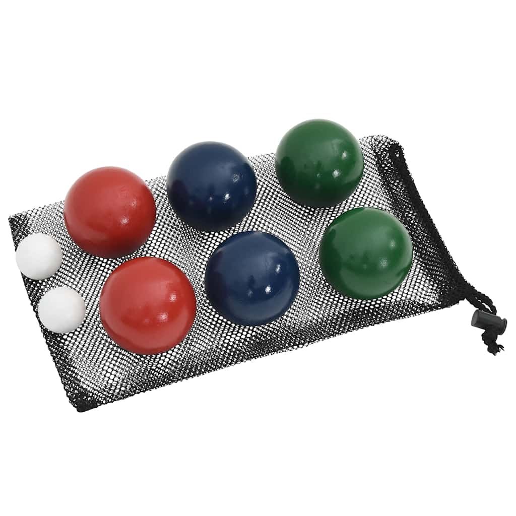 Detail van de vidaXL 8-delige Jeu de boules set met kleurrijke ballen in draagnet.