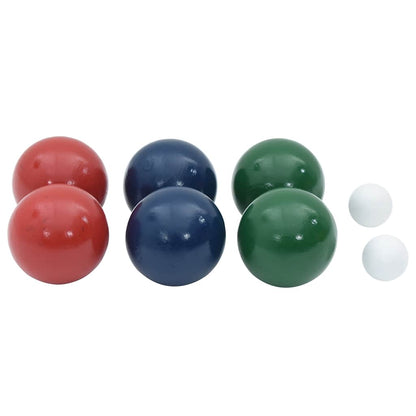 Detail van de vidaXL Jeu de boules ballenset met vier gekleurde ballen en twee witte doelen.