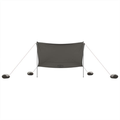 Detail van de grijze vidaXL strandluifel met zandankers, zijaanzicht.