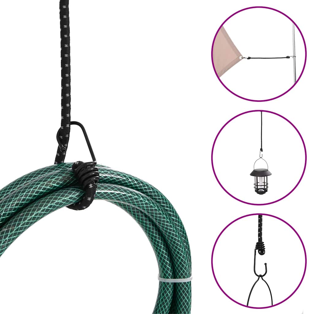 Detail van de vidaXL spanelastieken met reflecterende strips, bevestigd aan een haak.