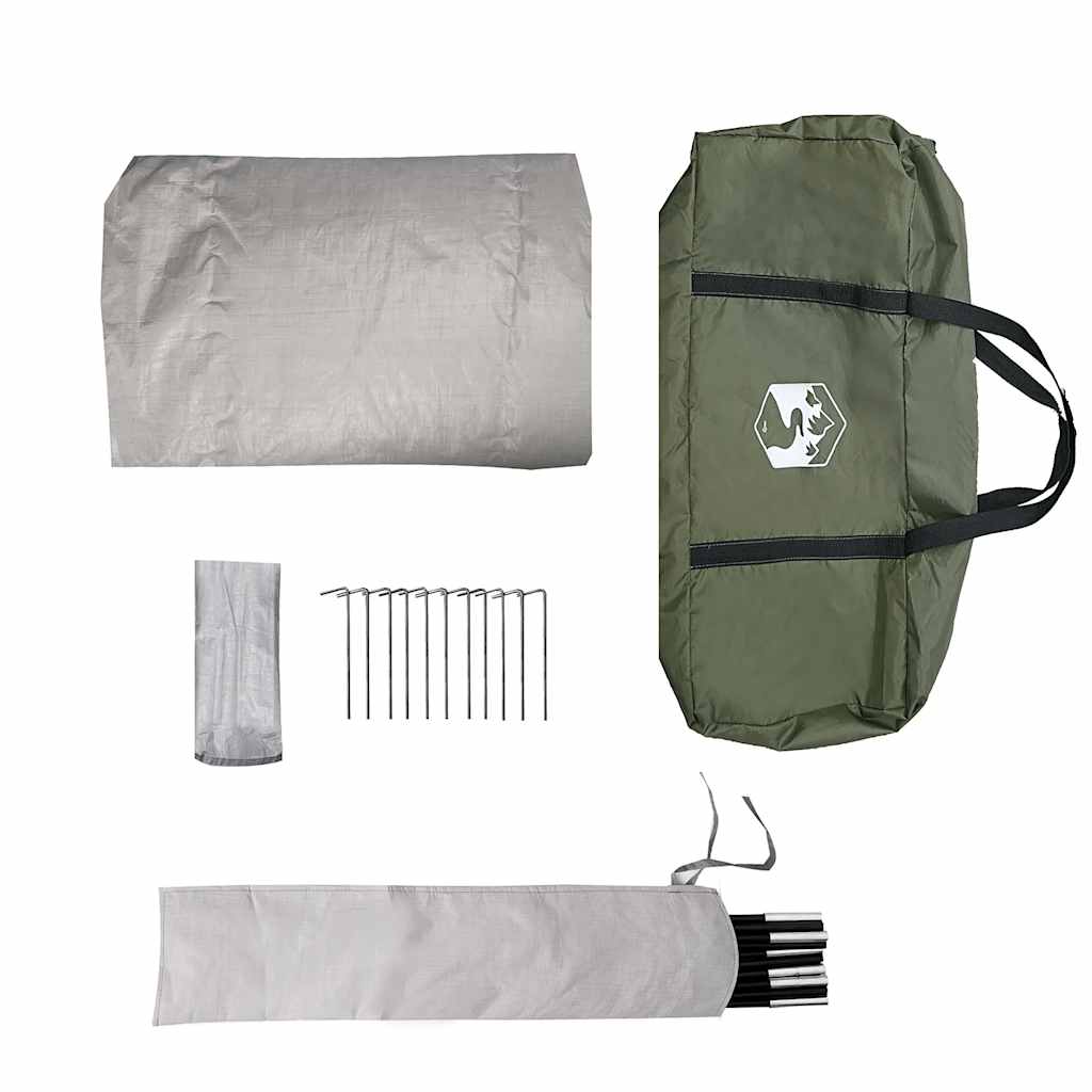 Detail van de accessoires van de vidaXL koepeltent, inclusief haringen en draagtas.