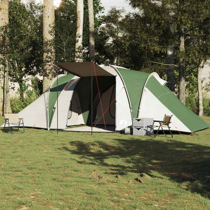 Detail van de vidaXL koepeltent in groen, zijaanzicht met open ingang en opzetstructuur.