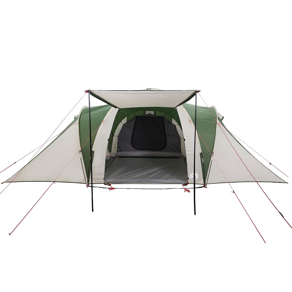 Zijaanzicht van de vidaXL koepeltent met open ingang en groene kleur.