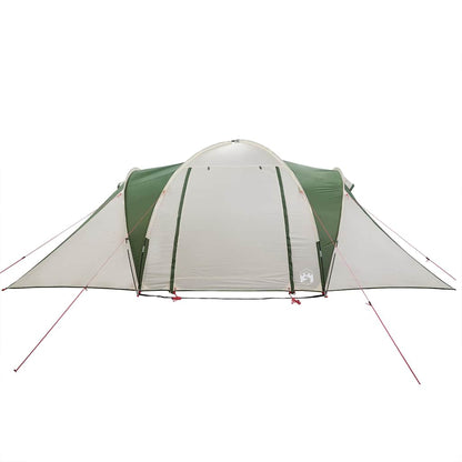 Zijaanzicht van de vidaXL koepeltent in groen, met waterdichte tentdoek en haringen.