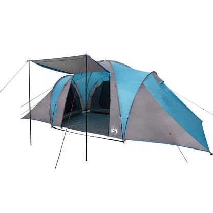 Zijaanzicht van de vidaXL 6-persoons koepeltent in waterdicht blauw met voortent.