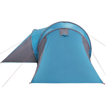 Zijaanzicht van de vidaXL koepeltent in blauw met een waterdicht ontwerp.