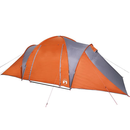 Detail van de vidaXL koepeltent in grijs en oranje, zijaanzicht met robuuste constructie.