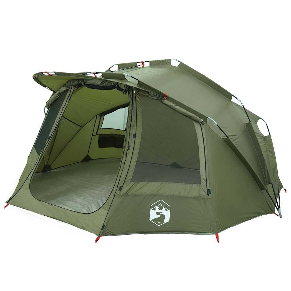 Detail van de vidaXL Vistent 5-persoons tent in olijfgroen, met open ingang en ruime binnenruimte.
