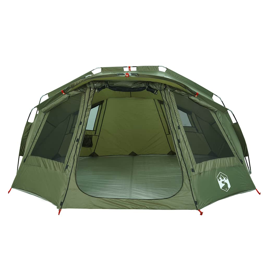 Detail van de vidaXL Vistent 5-persoons tent in olijfgroen, met open ingang en gaasramen.