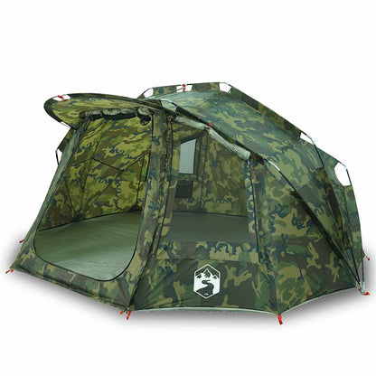 Detail van de vidaXL Vistent tent met camouflageprint en open ingang.