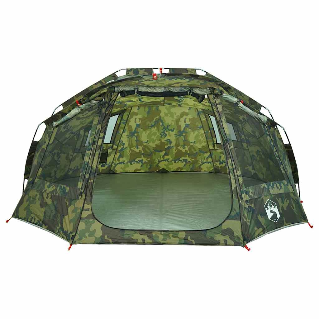 Detail van de vidaXL Vistent tent met camouflagepatroon en ruime ingang.