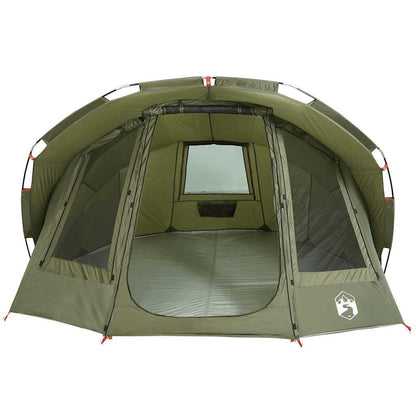 Detail van de vidaXL Vistent tent met openingen en gaasramen in olijfgroen.