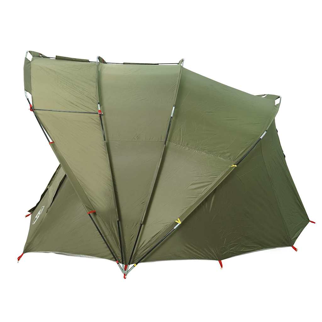 Detail van de vidaXL Vistent tent in olijfgroen, zijaanzicht met openstaande zijwanden.