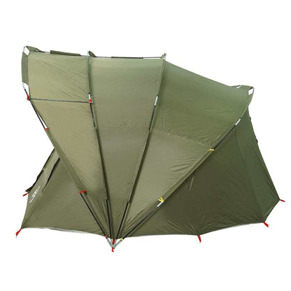 Detail van de vidaXL Vistent tent in olijfgroen, zijaanzicht met openstaande zijwanden.