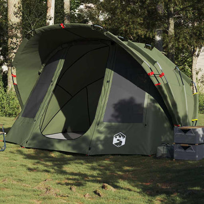Olijfgroene vidaXL Vistent tent voor 5 personen, waterdicht en ruim, opgezet in de natuur.