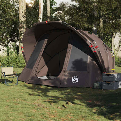 Detail van de vidaXL Vistent tent in bruin, met open ingang en ruime binnenruimte.