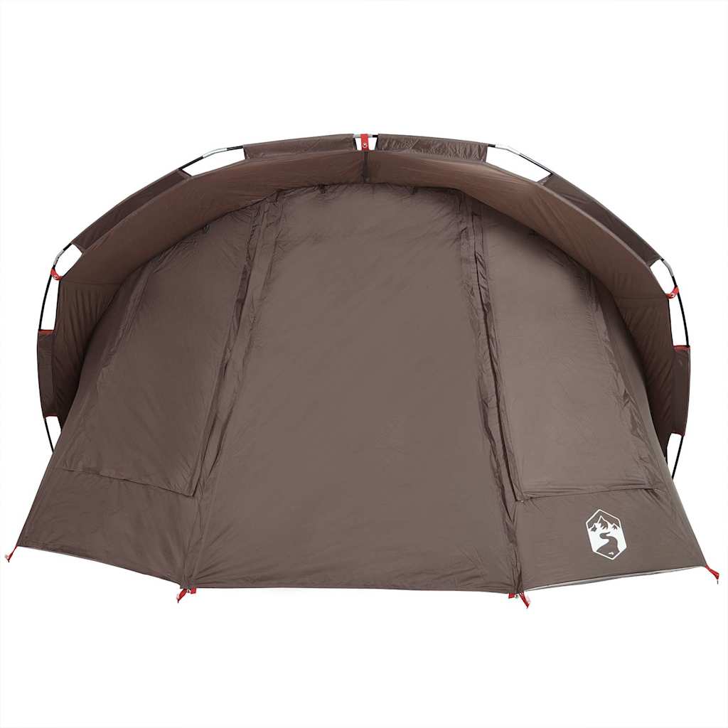 Detail van de vidaXL Vistent tent in bruin, met waterdichte voorzijde en ventilatieopeningen.