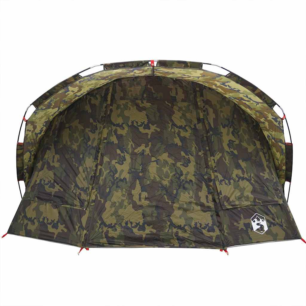 Detail van de vidaXL 5-persoons camouflage tent met waterdichte buitenkant.