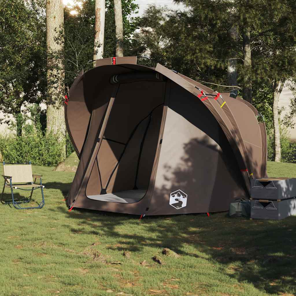 Detail van de vidaXL 4-persoons vistent in bruin, volledig waterdicht en eenvoudig op te zetten.