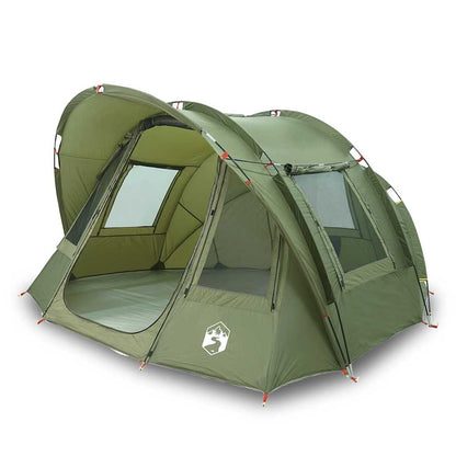 Detail van de vidaXL 2-persoons tent in olijfgroen met openingen voor ventilatie.
