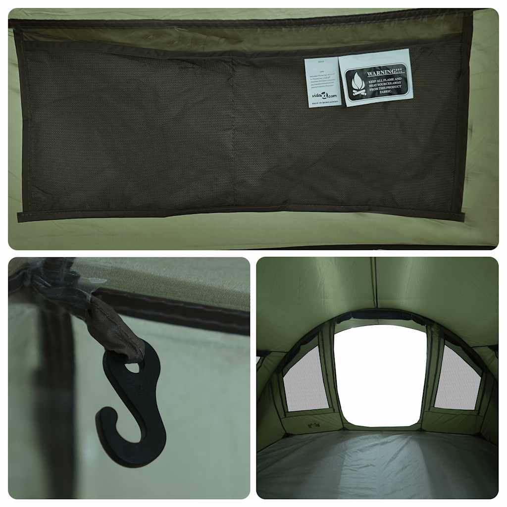 Detail van de binnenkant van de vidaXL vistent met opbergvak en haak voor accessoires.