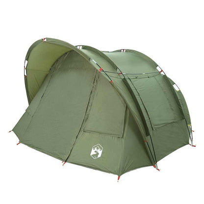 Detail van de vidaXL 2-persoons waterdichte tent in olijfgroen, zijaanzicht met openingen.