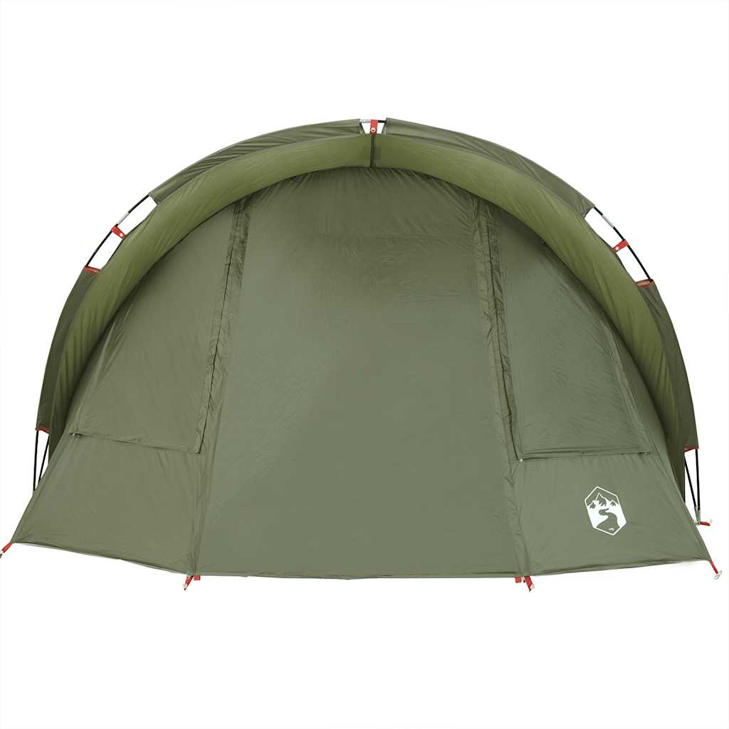Detail van de olijfgroene vidaXL Vistent tent met waterdichte buitenkant.