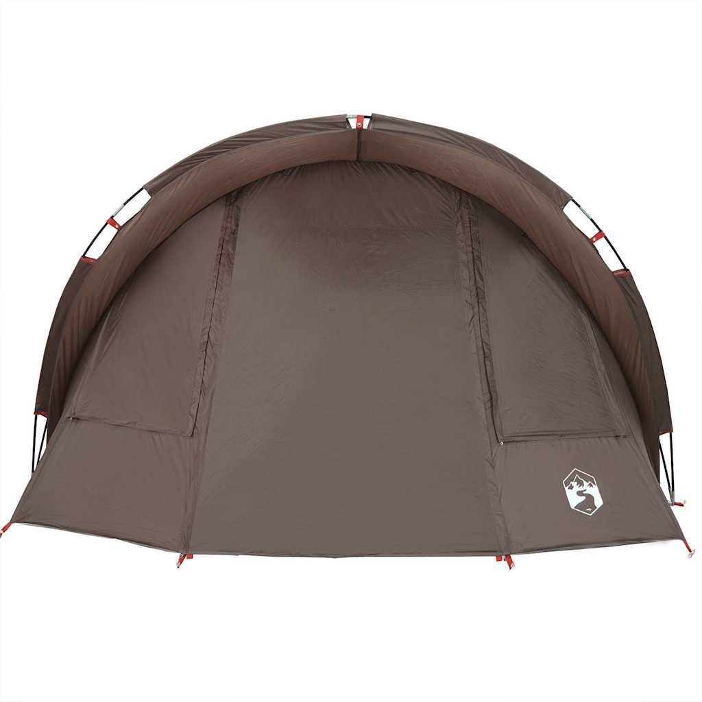 Detail van de bruin waterdichte vidaXL Vistent tent met zijpanelen en ventilatieopeningen.