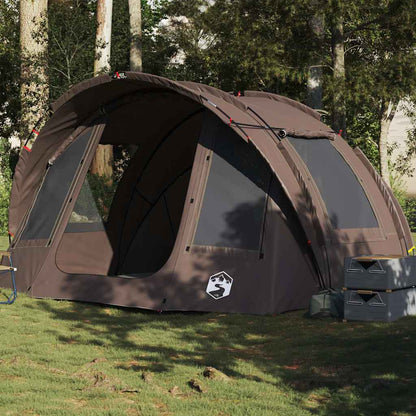 Vistent 2-persoons tent van vidaXL in bruin, waterdicht ontwerp met grote ingang en ramen.