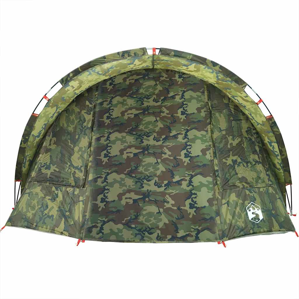 Detail van de vidaXL 2-persoons camouflage vistent met waterdichte stof en ventilatieopeningen.