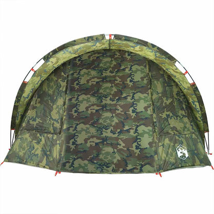 Detail van de vidaXL 2-persoons camouflage vistent met waterdichte stof en ventilatieopeningen.