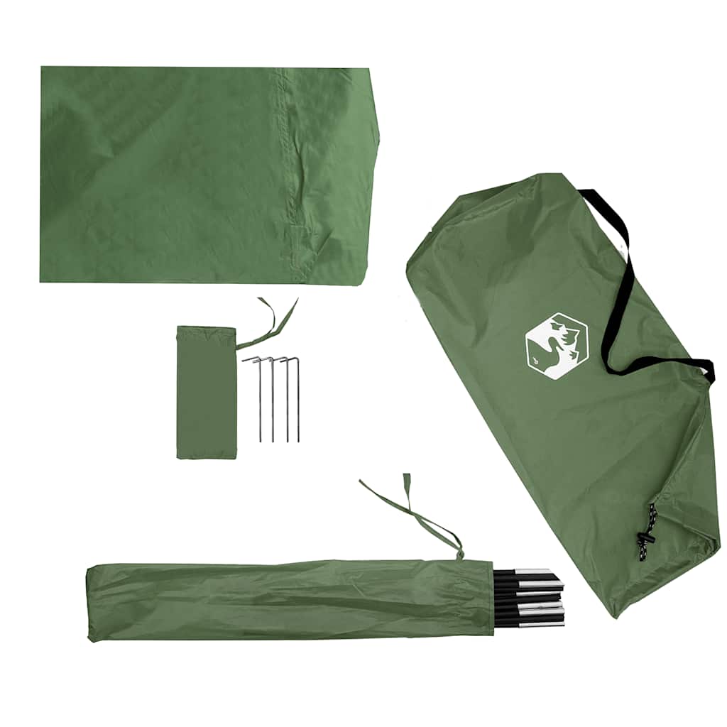 Detail van de vidaXL douchetent in groen, inclusief opbergzak en stokken.