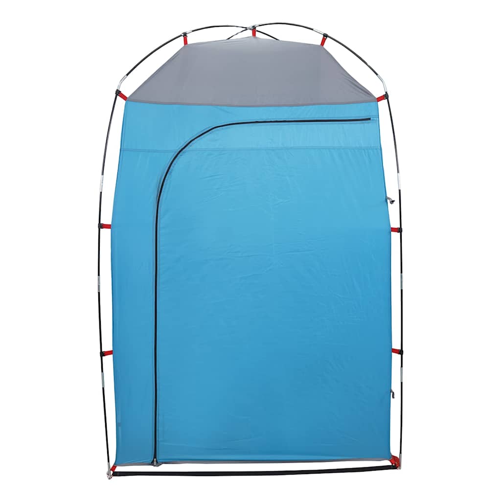 Detail van de vidaXL douchetent in blauw met grijs dak en open deur.