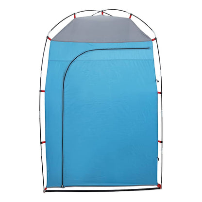 Detail van de vidaXL douchetent in blauw met grijs dak en open deur.
