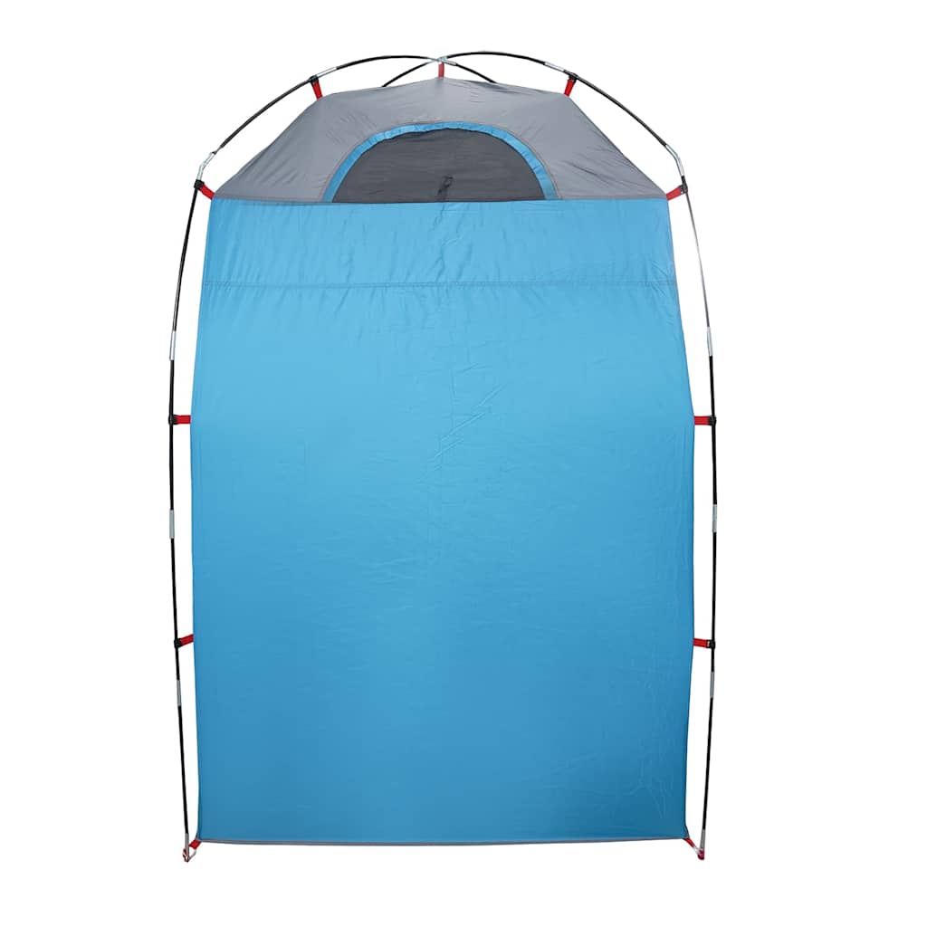 Zijaanzicht van de vidaXL waterdichte douchetent in blauw met grijze top.