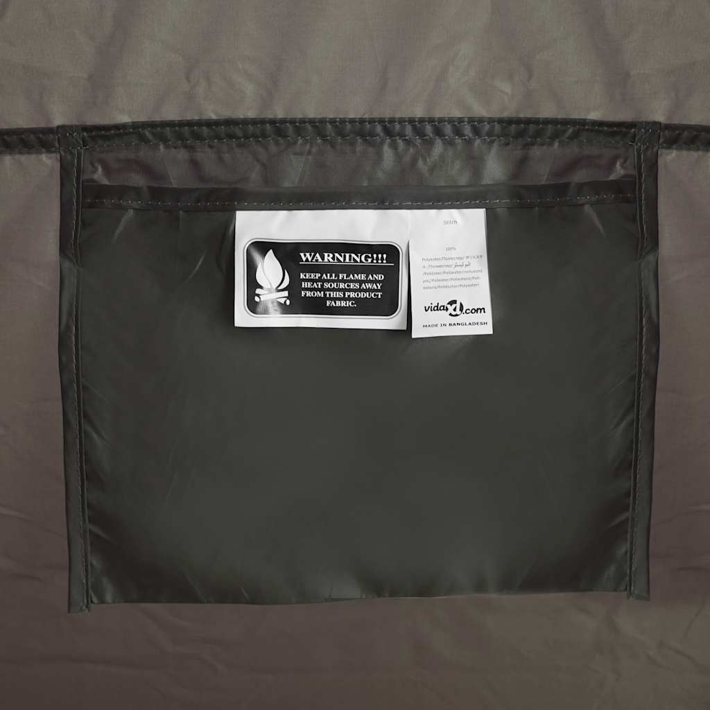 Detail van de binnenzak met waarschuwing en merklabel van de vidaXL douchetent.