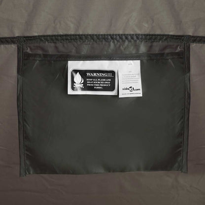 Detail van de binnenzak met waarschuwing en merklabel van de vidaXL douchetent.