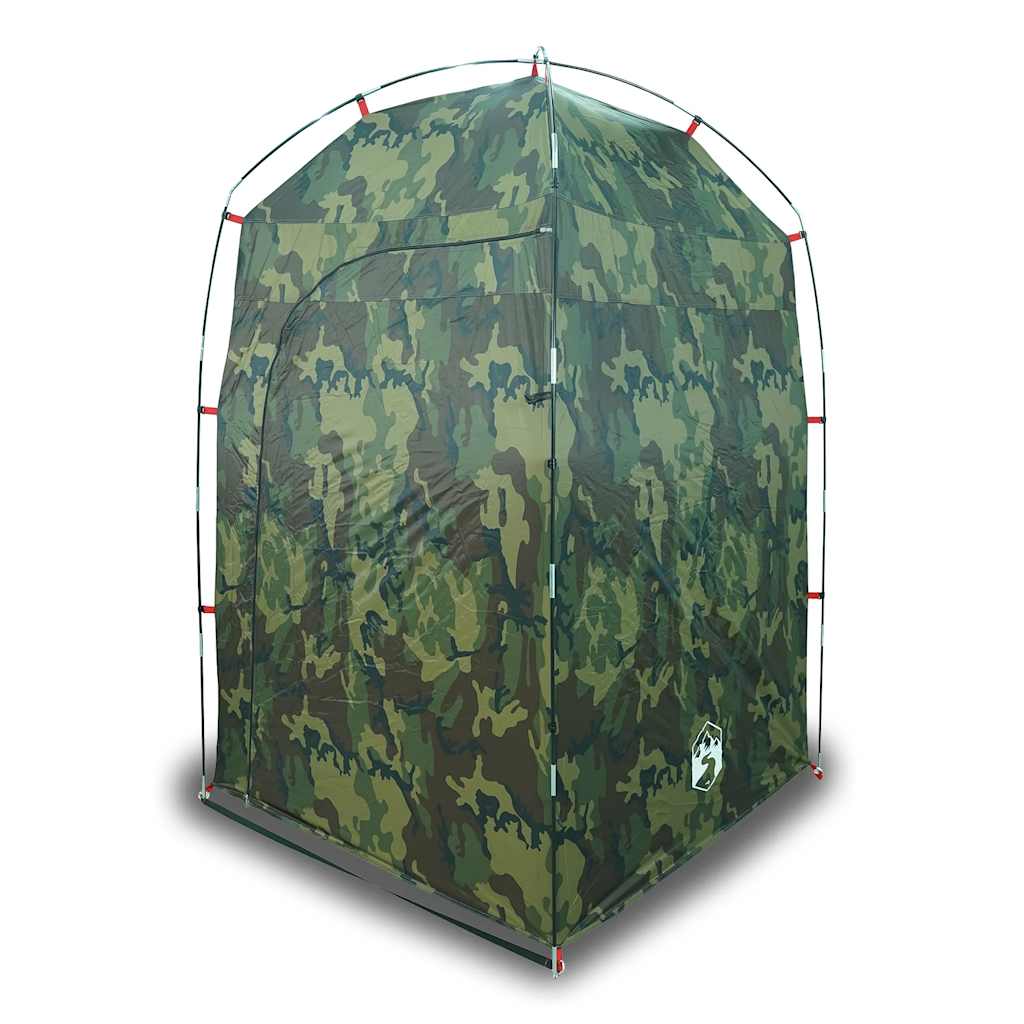Zijaanzicht van de vidaXL waterdichte camouflage douchetent, ideaal voor kamperen.
