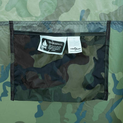 Detail van de camouflage stof met een opbergvak van de vidaXL douchetent.