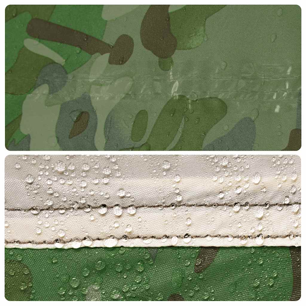 Detail van de waterdichte camouflage stof van de vidaXL douchetent met druppels.