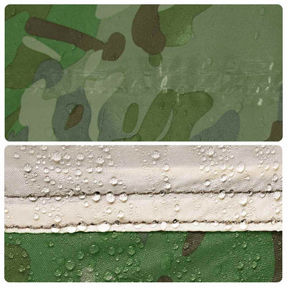 Detail van de waterdichte camouflage stof van de vidaXL douchetent met druppels.