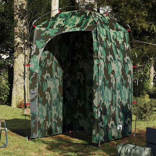 vidaXL waterdichte camouflage douchetent, openstaand in een groene omgeving.