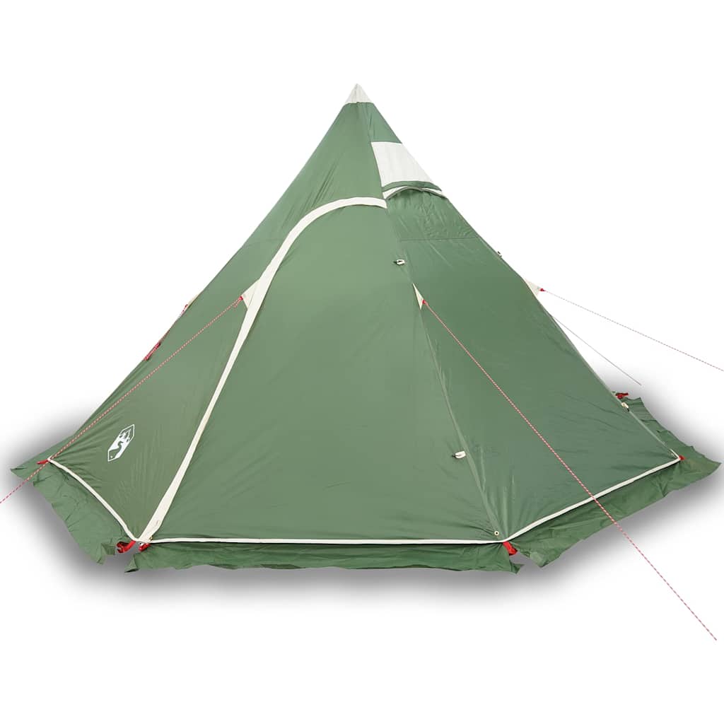 Detail van de vidaXL Tipitent in groen, zijaanzicht met koningsstokken voor extra stabiliteit.