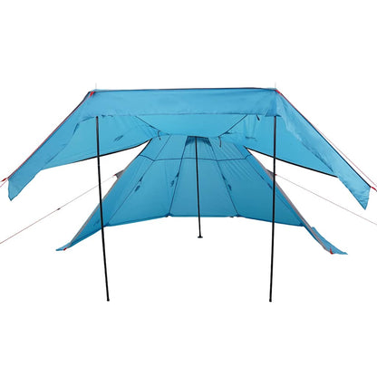 Detail van de vidaXL Tipitent met open luifel en waterdichte blauwe stof.