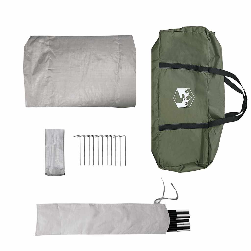 Detail van de accessoires van de vidaXL 4-persoons tunneltent, inclusief stokken en haringen.