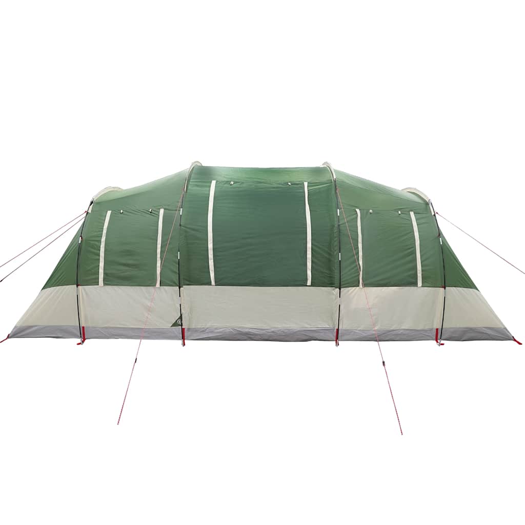 Detail van de vidaXL 4-persoons tunneltent in groen, zijaanzicht met ventilatieroosters.