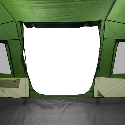 Detail van de groene vidaXL tunneltent met ruime ingang en waterdichte afwerking.