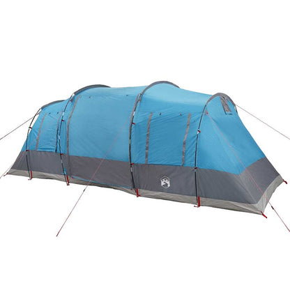 Zijaanzicht van de vidaXL 4-persoons tunneltent in blauw, met grijze details.