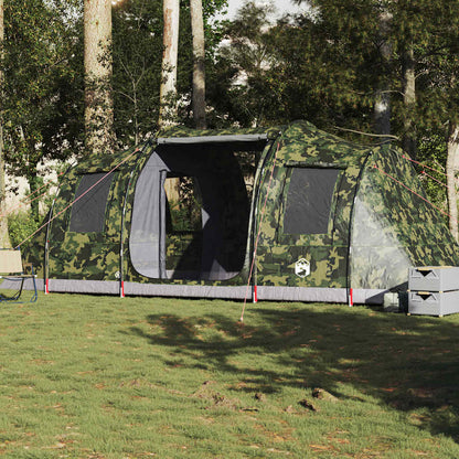vidaXL tunneltent 4-persoons in camouflage, waterdicht met ruime indeling en open deur.