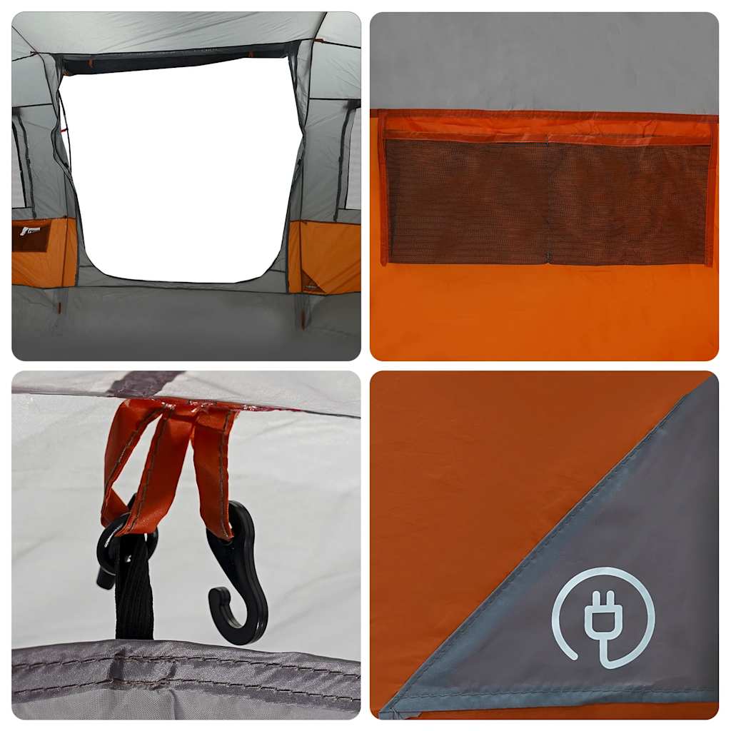 Detail van de E-port en ventilatierooster van de vidaXL 6-persoons tunneltent.